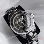 High Quality Replica CHANEL J12 Black Stainless Steel Strap Black Face Dial Black Case Watch 33mm